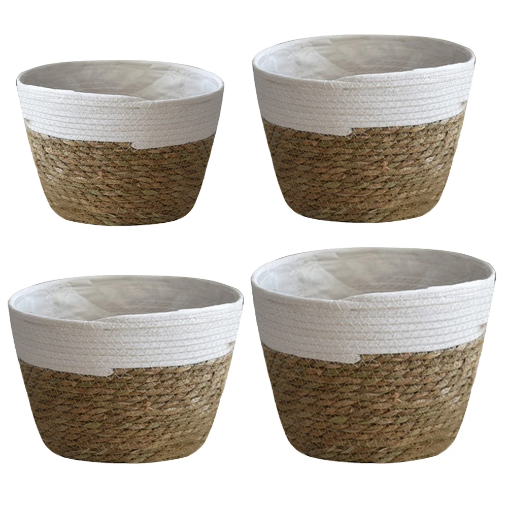 

Balcony Decorations Different Sizes Seagrass Basket Woven Storage Basket Flower Pot Green Plant Container Macrame Laundry Basket