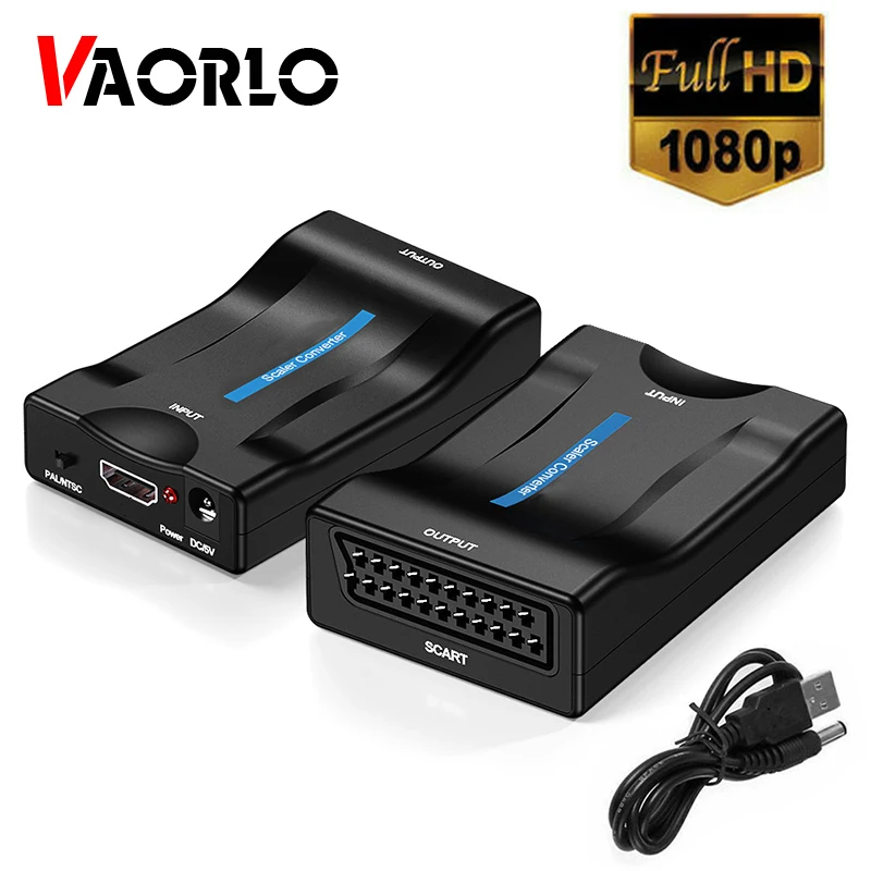 VAORLO 1080P HDMI-совместимый для SCART Видео Аудио высококлассный преобразователь AV