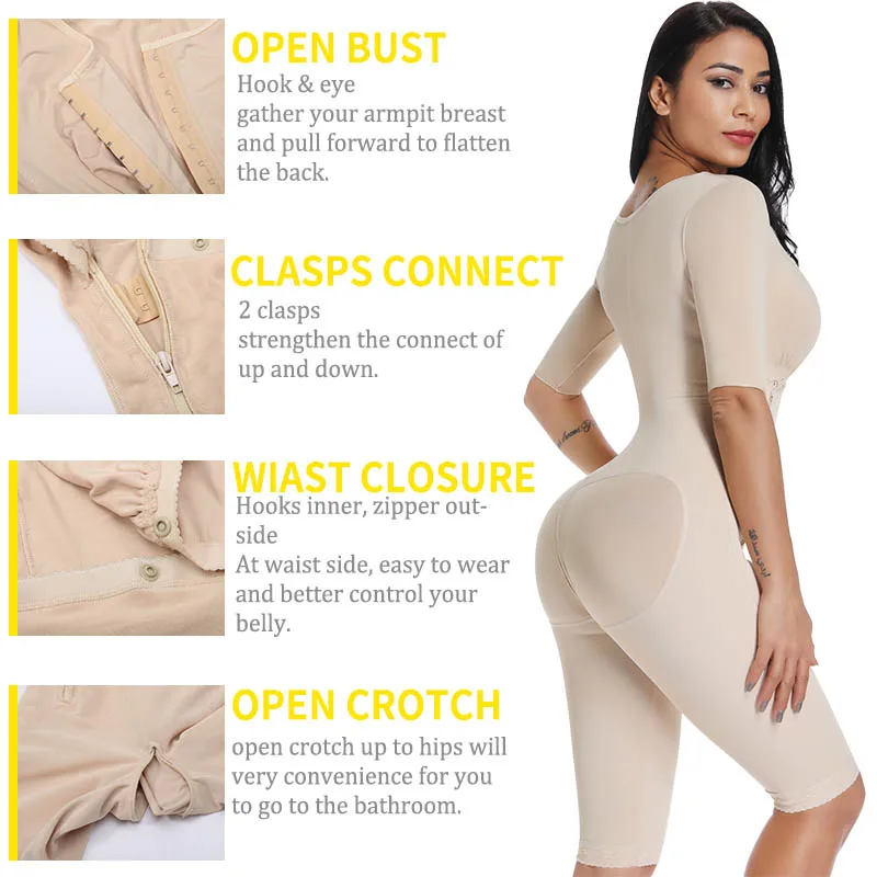 Waist Trainer Women's Full Body Shapewear Bodysuit Post Surgery Compression Garment Firm Control Body Shaper  Slimming Underwear