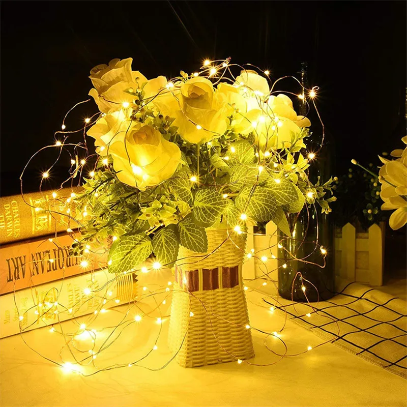 2/5/10 м 20/50/100LED USB/питание от аккумулятора медная проволока гирлянда на открытом