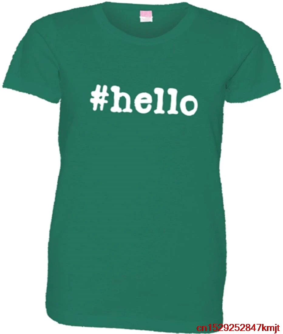 FGHFG Женская Hashtag Hello # Friendly Милая ПЕЧАТНАЯ МАШИНКА HQ футболка| |