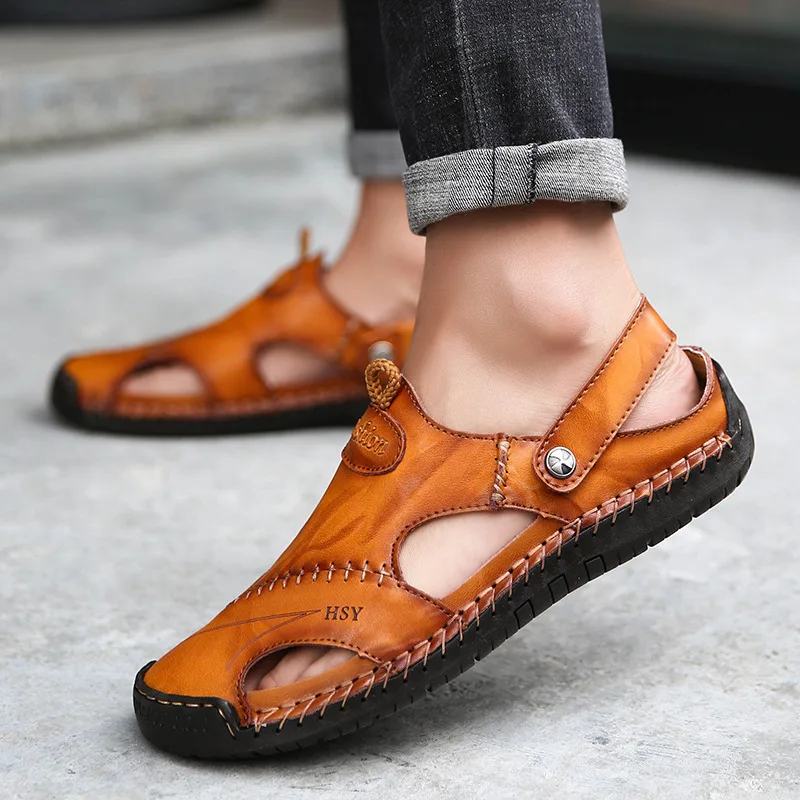 

sizemen'sshoescasualholeshoesBaotou sandals fashion halfslippersBritishbeachshoes slippers sandals men men shoes men sandals