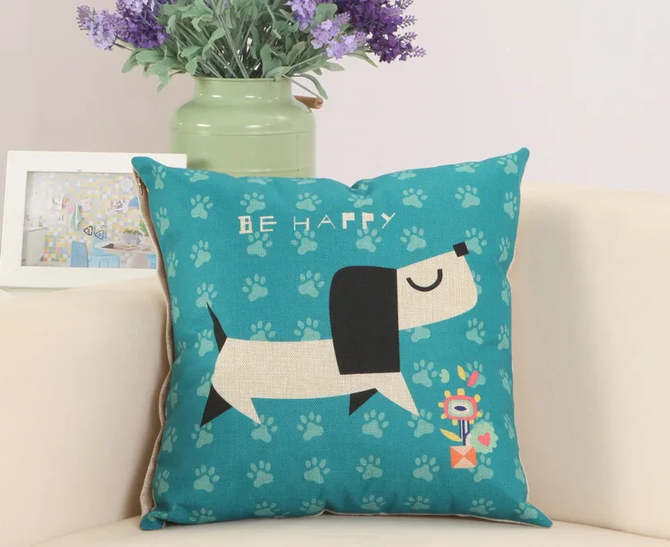 Мультяшный животный дизайн Зебра/собака/Лен декоративная подушка Автомобильная