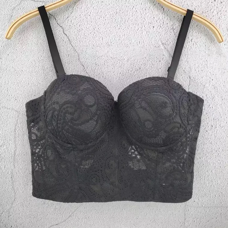 slip Sexy singer See Thought Street Appliques women Female dance Bras Black white outfits fashion festival oversized Camis women