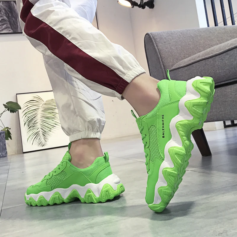 

Running Shoes Mesh Korean Trend Fashion Wave Bottom Mesh Shoes Cool Lace-up Outdoor Comfortable Men Casual Fashion Mens Sneakers