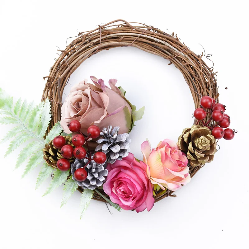 

10cm/15cm/20cm bonsai tree Rattan Ring Cheap Artificial Flowers Garland Dried Plants Frame bonsai artificial garden decoration