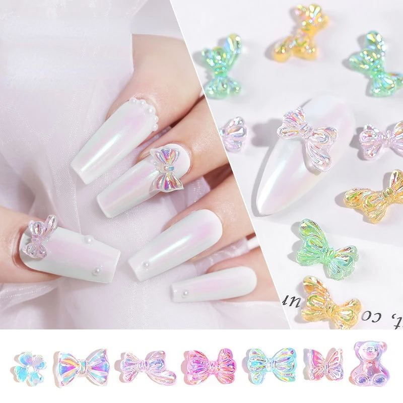 

10 Pcs Alloy Diamond Bear Nail Art Jewelry Crystal Symphony Butterfly Nail Decoration Cute Cartoon Bear Nail Decor