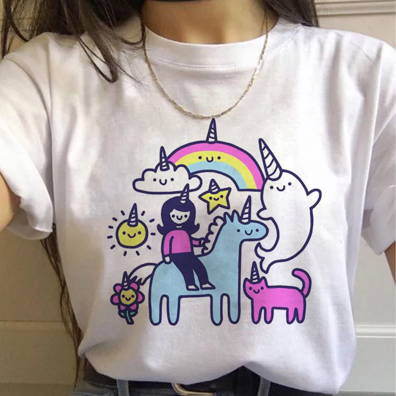 Радужная Harajuku Kawaii Футболка женская Ullzang 90s корейский стиль футболка Летняя Милая