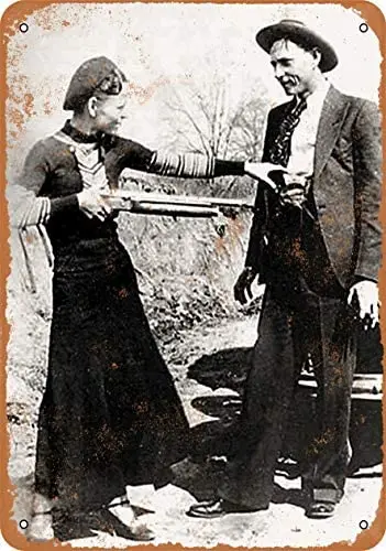 

1933 Bonnie and Clyde Metal Tin Sign 12 X 8 Inches Retro Vintage Decor