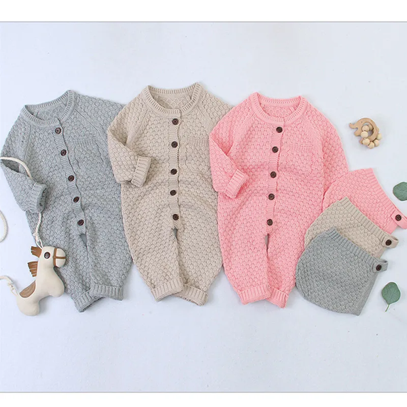 

Newborn Baby Clothes Cotton Spring Knitting Baby Girls Romper With Hat Infant Toddler Jumpsuit For Kids Toddler Boys Romper