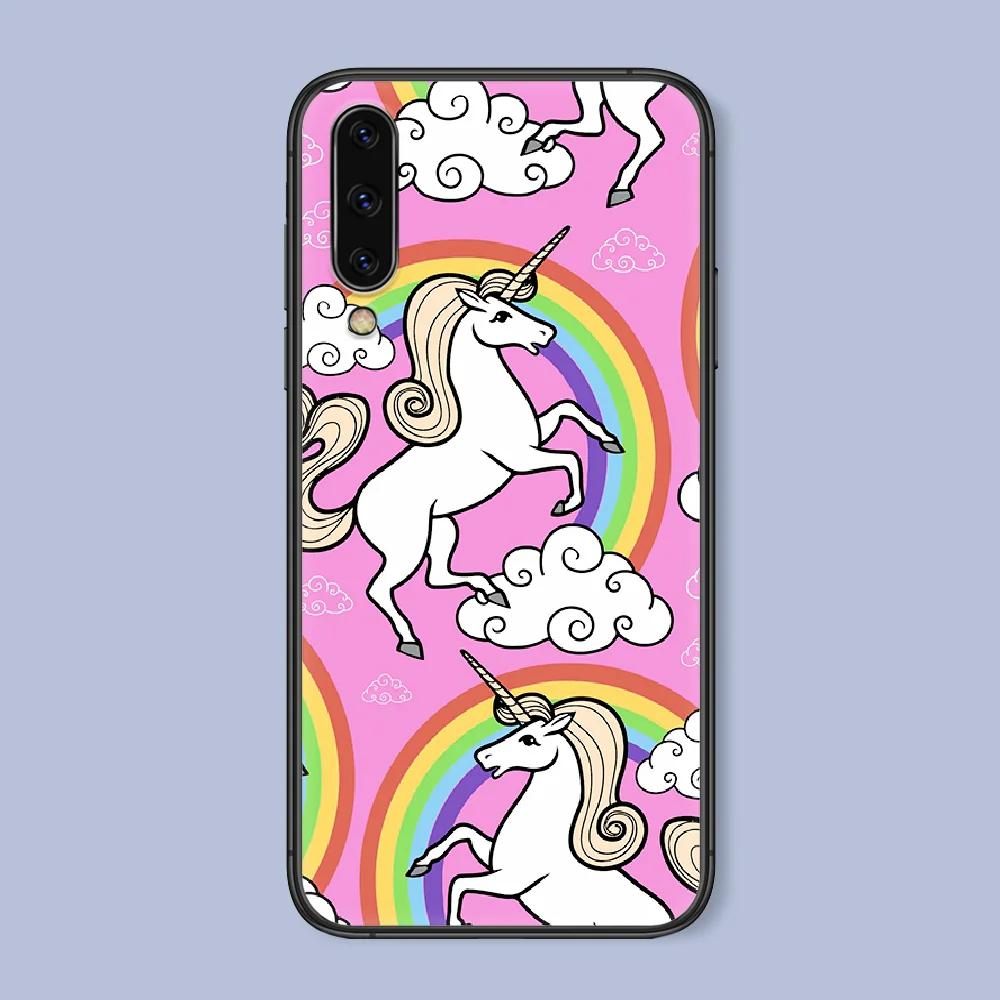 

Cartoon Color cute unicorn Phone Case For Samsung Galaxy A 3 5 7 8 10 20 20E 21S 30 30S 40 50 51 70 71 4G black Funda Pretty