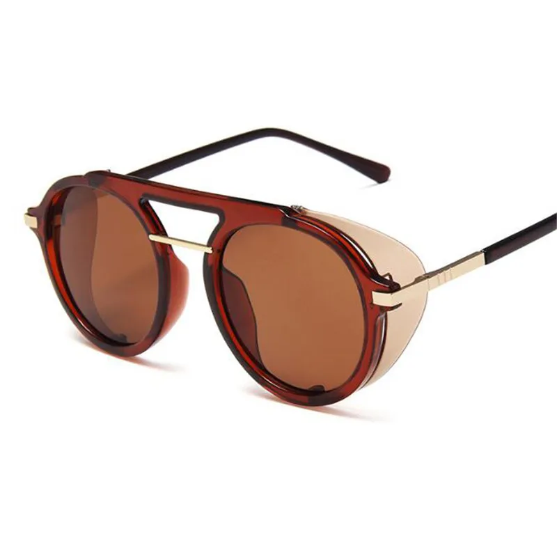 Солнцезащитные очки в стиле стимпанк женские круглые солнцезащитные мужские с