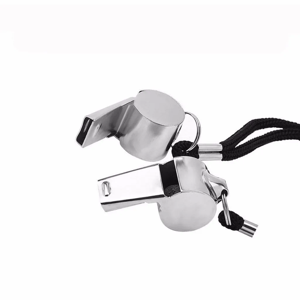 

2 Pcs Metal Referee Coach Whistle Stainless Steel Extra Loud Whistle with Lanyard for School Sports Soccer Football Basketball