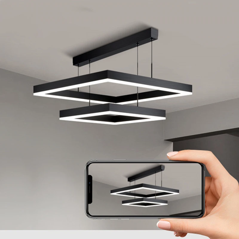 

High Quality Pendant Light Aluminum Square Led Hanging Lamp Strip Bar Kitchen Chandeliers Bedroom Decor Indoor Lighting Fixture