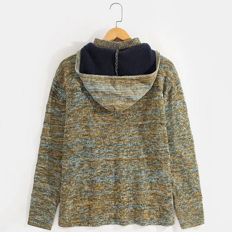 Мужской свитер пальто осень и зима повседневный свободный с капюшоном кардиган