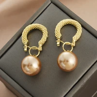 retro elegant champagne 1cm pearl earrings clip for women rose gold drop colorful pearl wedding party a earring jewelry gift