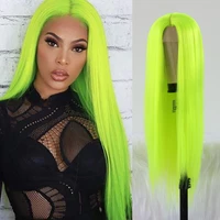 fluorescent green wigs for women long straight hair synthetic little lace wigs with baby hair glueless heat resistant
