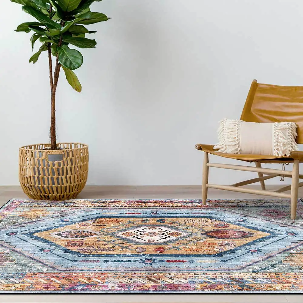 

Retro American Living Room Ethnic Style Area Rugs Hallway Kitchen Bathroom Non-Slip Door Mat Bedroom Bedside Carpet 80x120CM