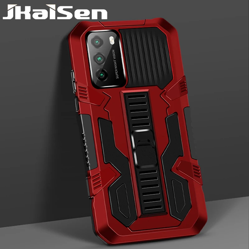 

JKaiSen Shockproof Bracket Phone Case For Xiaomi Redmi Note 10 Anti-Fall Armor Kickstand Protective Cover For Redmi Note 10S