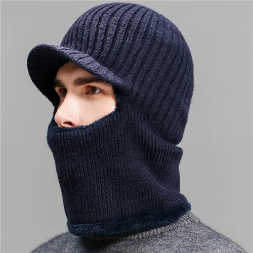 C Зимние шапки для мужчин Skullies Beanie шапка зимняя шапка мужской женский шерстяной шарф шапка s Набор Балаклава маска Knitted шапка вязаная шапка - Цвет: C