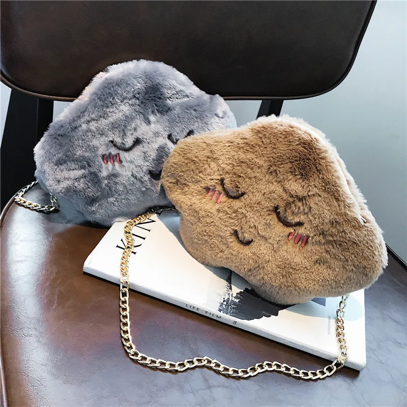 Милая плюшевая сумка с мультяшными облаками милая застенчивая сумка-мессенджер