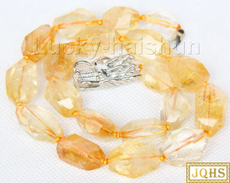 

17 "Подлинная оливковая анормальность граненые цитрин ожерелье Дракон застежка j9763