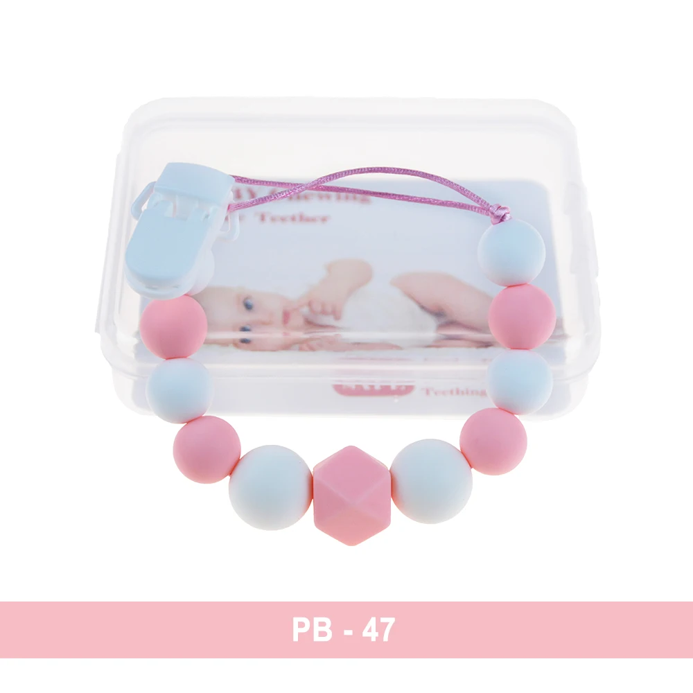 Happyfriends пустышка цепь силиконовый Прорезыватель для зубов разноцветный бисер