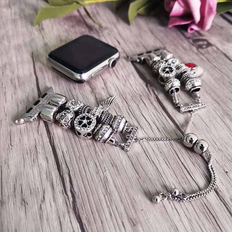 

ForApple Watch Strap For iWatch6/5/4 Generation Wrist Strap 44/42/40/38mm Retro Ethnic Replacement Strap Retractable Chain