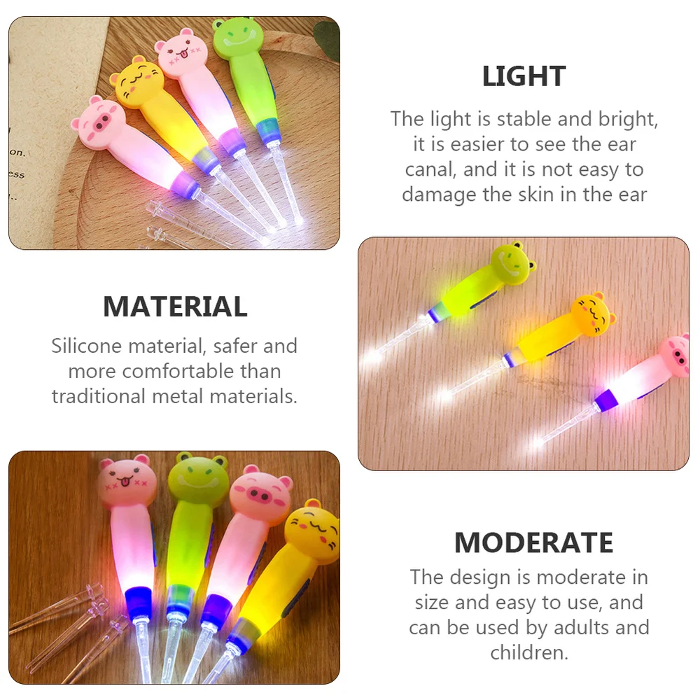 

8 Sets Lovely Cartoon Ear Spoons Luminous Ear Spoons for Kids (Assorted Color)