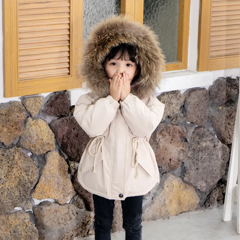 2020 Autumn Winter Fur Collar Children Down Jackets For Girls Warm Kids Down Coats For Girl 2-8 Years Outerwear Kids Clothing images - 6