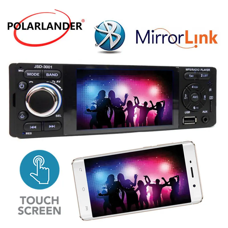 Автомагнитола с микрофоном MP5-плеер USB AUX Bluetooth 4 " 1 Din для камеры заднего вида android