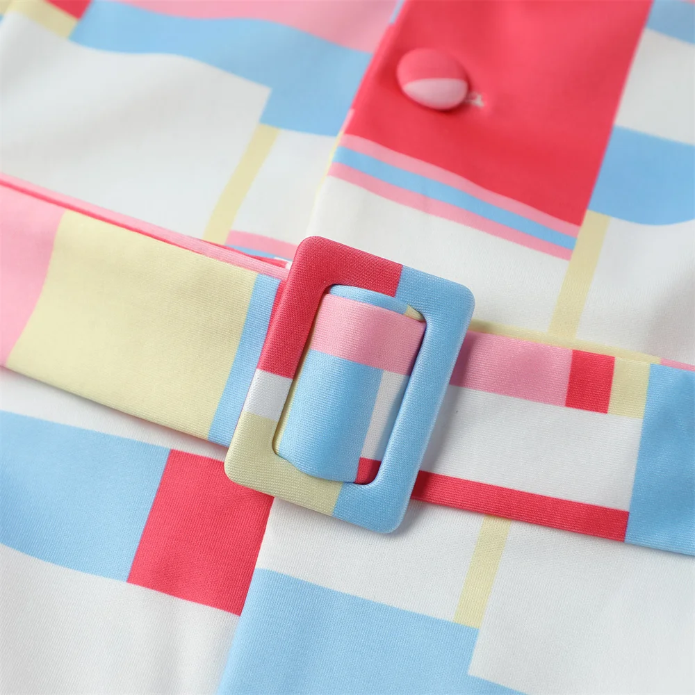 

Elegant Fashion Jumpsuit Summer New European and American Small Suit Lapel Women Jumpsuit Check Print Rompers