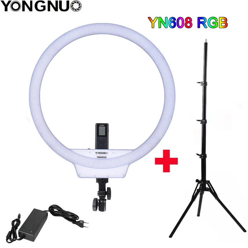 YONGNUO YN608 RGB светодиодный светильник для видеосъемки кольцевой светильник 5500K+ RGB полноцветный с пультом дистанционного управления для селфи