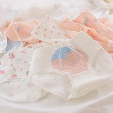 Pink of Strawberry Girls Cotton Underwear Sweet Cute Printing Comfortable Breathable Waist Women's Men's Briefs  Panties (1)