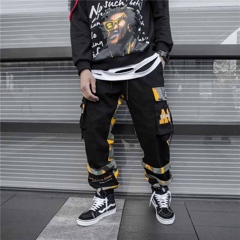 US Size Streetwear Camouflage Patchwork Sweatpants Men Jogger Elastic Waist 2019 Autumn Mens Camo Joggers Casual DG182 | Мужская одежда