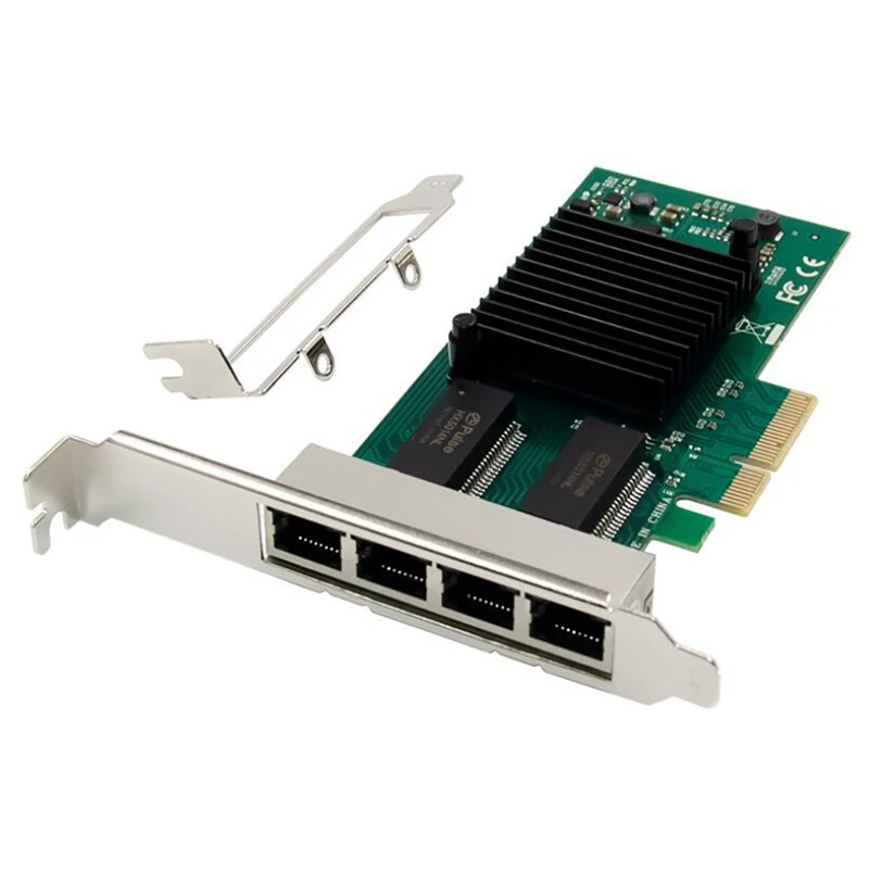 

PCI-E сетевая карта PCI-E X1 4-портовая гигабитная I350T4 RJ45 Серверная сетевая карта настольный мягкий маршрутизатор гигабитная сетевая карта
