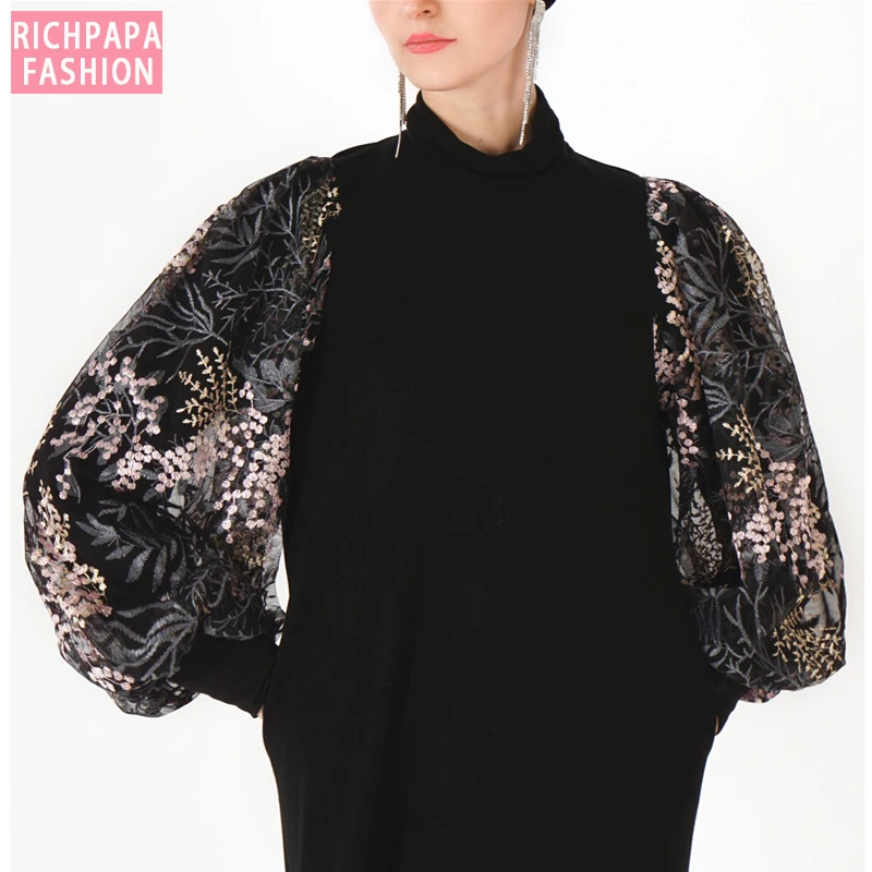 Черная Абая кафтан мусульманское платье платья Кафтан Рамадан Турция Дубай