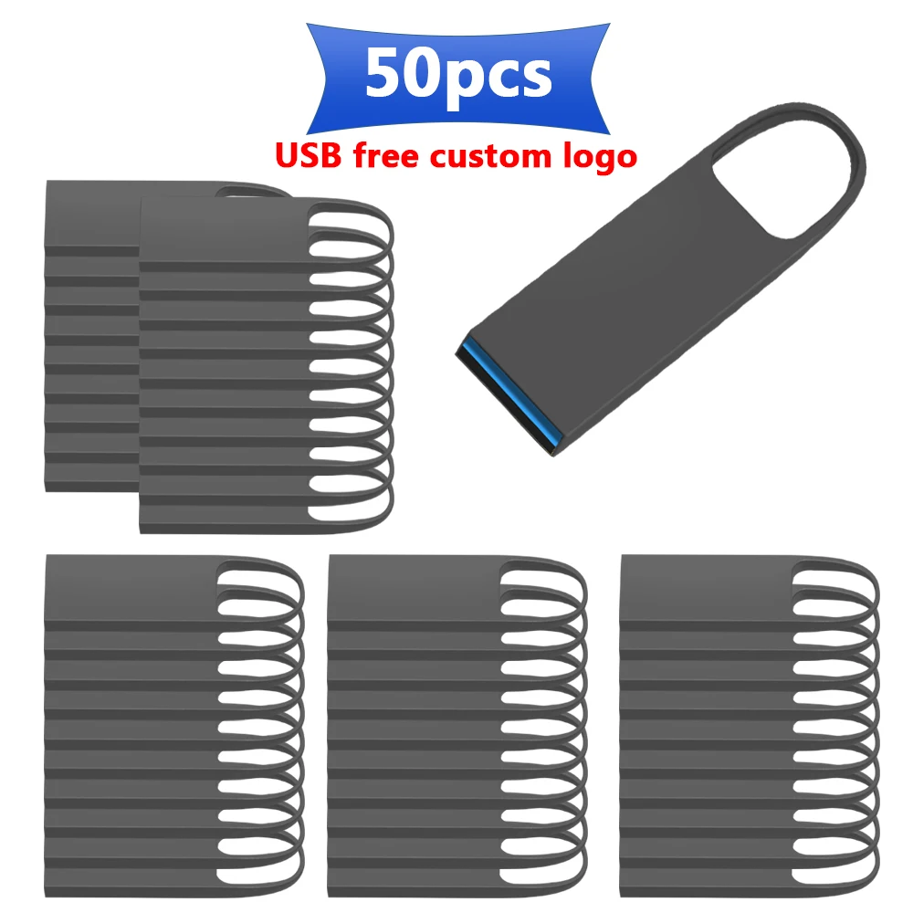 

50pcs/lot free Personalize logo Metal USB Flash Drive Waterproof Pen Drive Real capacity 64GB 32GB 16GB 8GB USB Stick USB 3.0