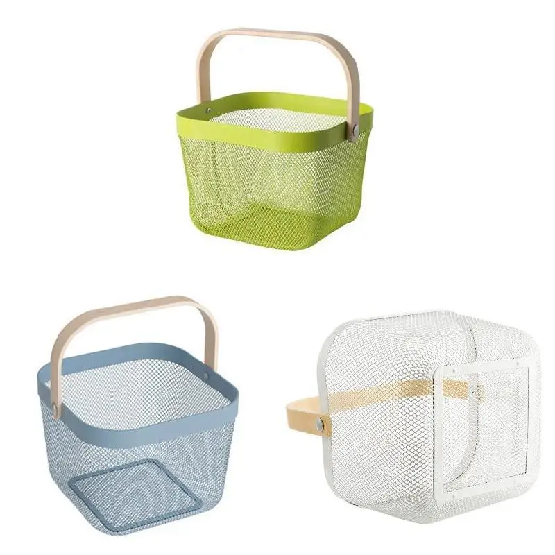 

Metal Cosmetic Box Desktop Storage Basket Sundries Organizer Space Saving Basket FPing