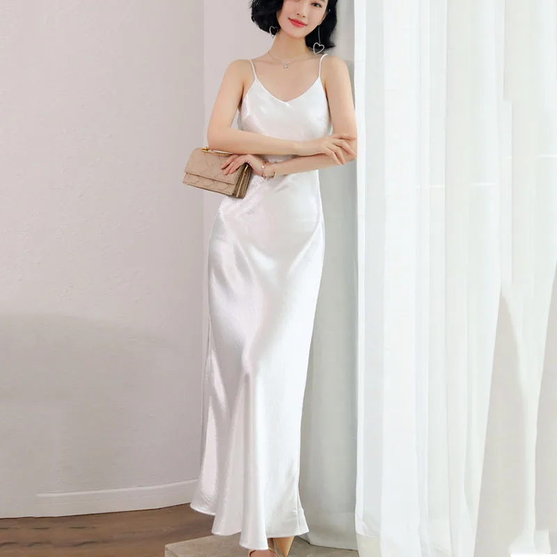 Ночная рубашка платье для сна женское имитация шелка длинное элегантное невесты