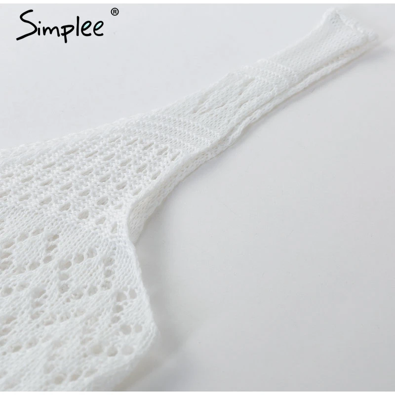 Летнее женское длинное платье Simplee вязаное богемное ажурное пляжное с O-образным