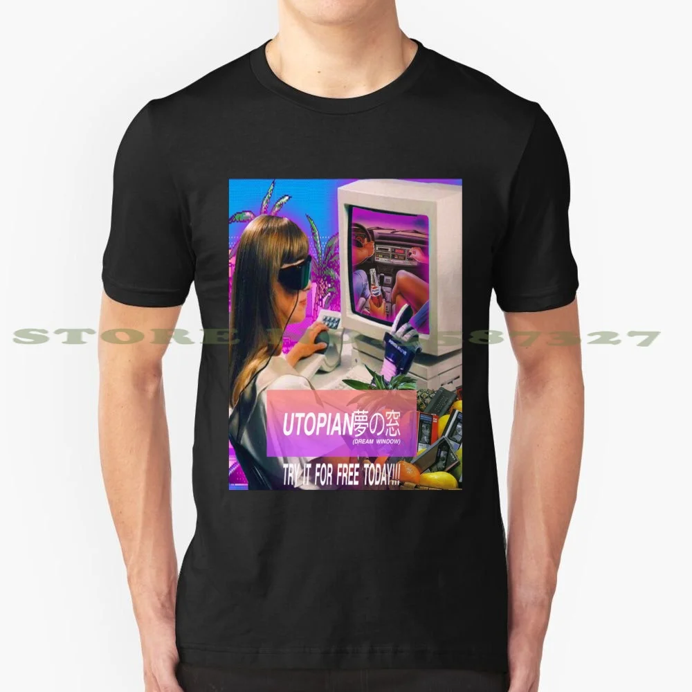 Utopian Dream Window Ad модная Винтажная футболка футболки Retrowave химический гипнотист
