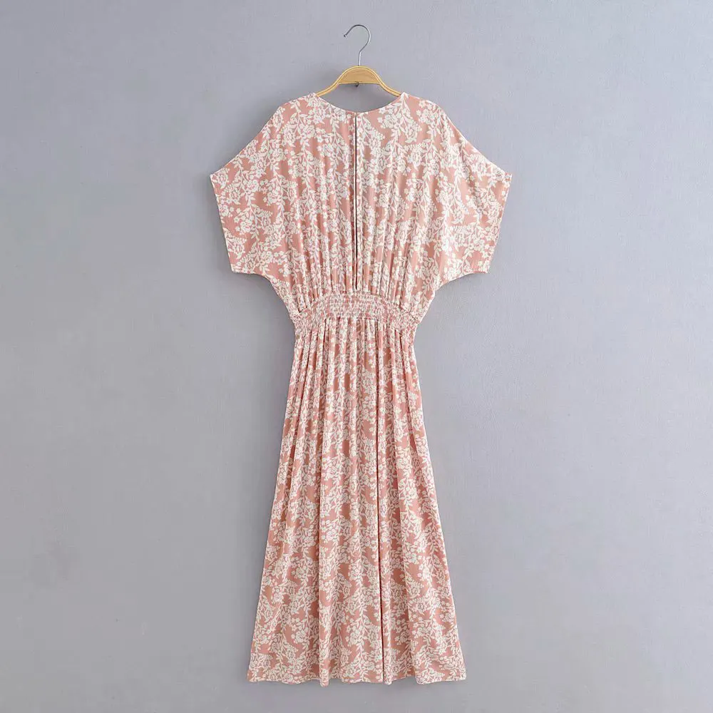 

Vintage Floral Printed Women Maxi Dress Female Split Beach Bohemian Dresses Ladies Deep V Neck Rayon Boho Casual Beach Dress