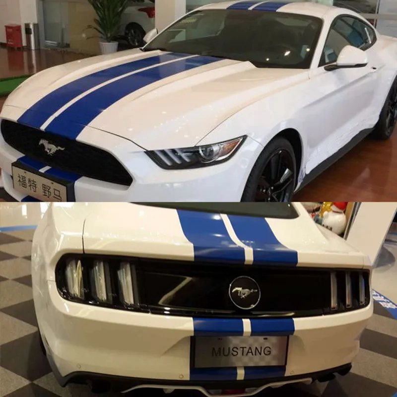 Автомобильные наклейки двойной гоночный автомобиль в полоску синего цвета 15