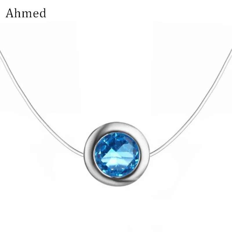 Ахмед прозрачное рыболовное ожерелье цепочка ключицы Невидимый синий зеленый