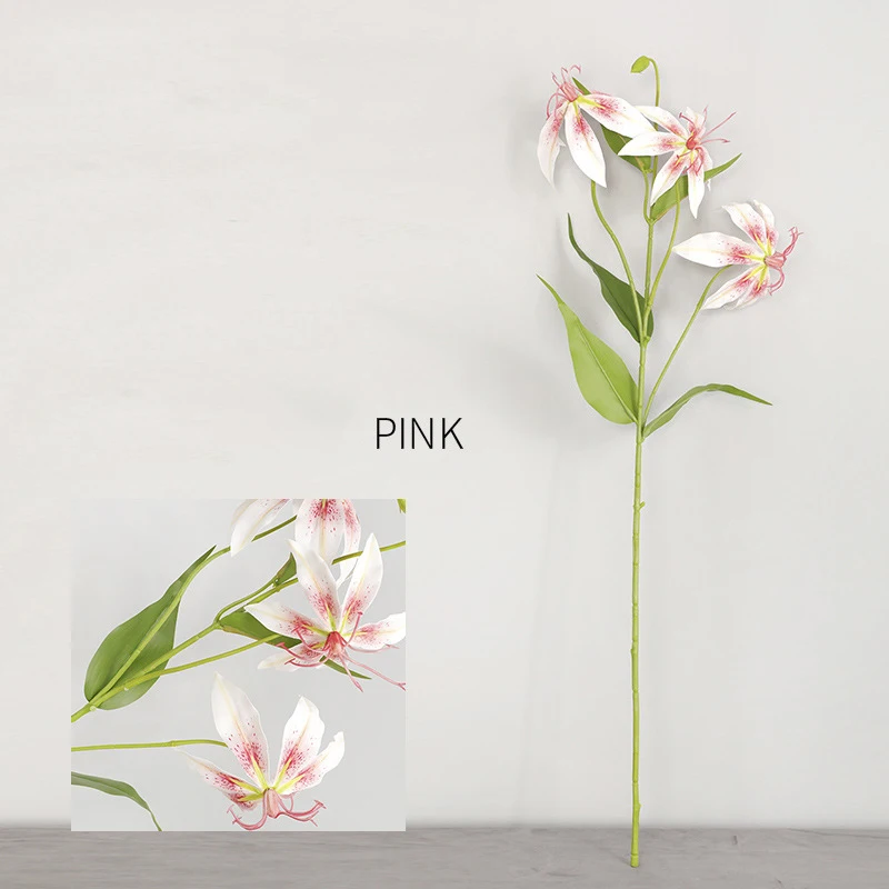 pink Китайское пластиковое украшение для дома, искусственные ветки, свадебные розовые дорожные свинцовые искусственные цветы, одиночные ветки, настоящее прикосновение, пламя лилии - Цвет: pink