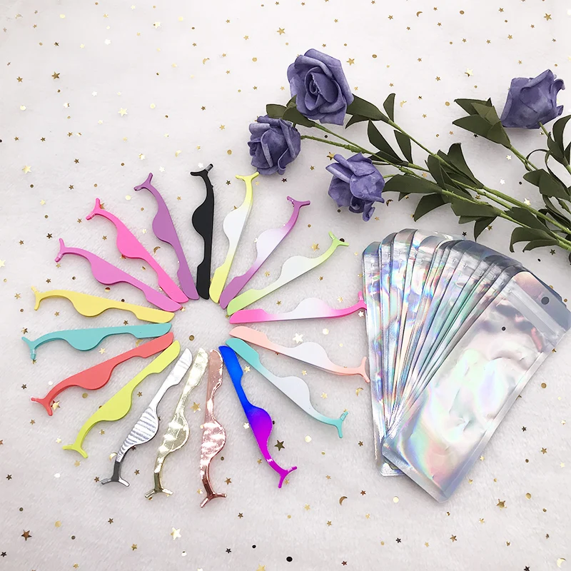 Оптовая продажа разноцветные пинцеты для ресниц 20/шт принимаются индивидуальные