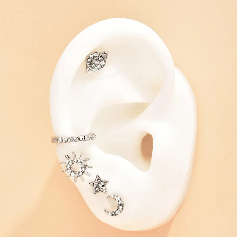 

Personality Simple Alloy Five-pointed Star Moon Stud Earrings for Women