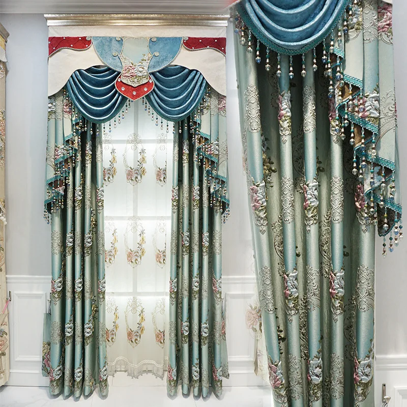 Европа и Америка Роскошные 4D рельефные жаккардовые занавески для гостиной