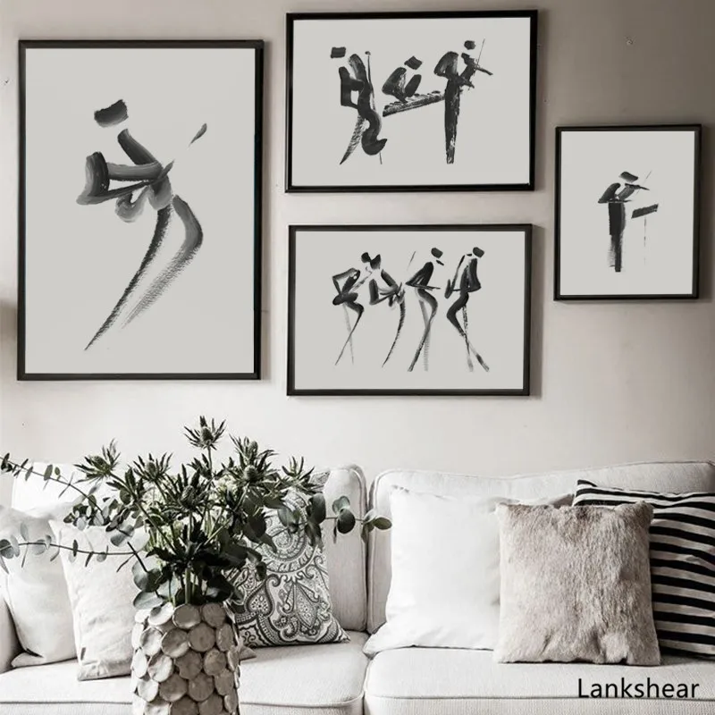 Скандинавская простая чернильная живопись абстрактный оркестр холст